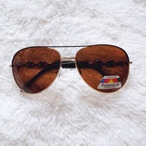 Brooklyn Brown Sleek Aviator Sunglasses